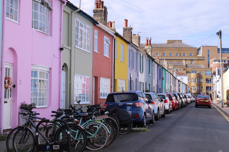 Colorful houses in Brighton.