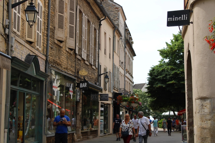 Shops on the side of street.