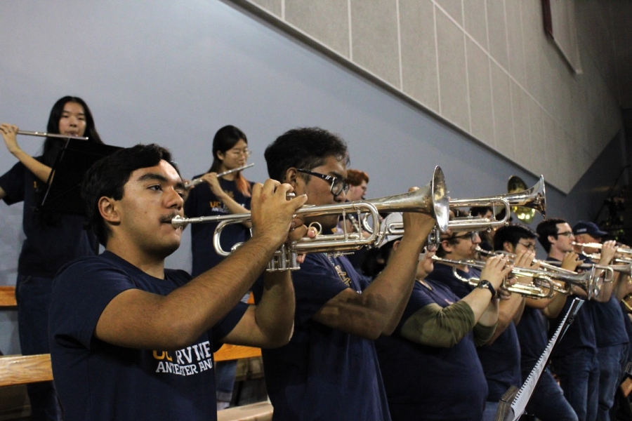 Side POV of trumpets and some flutes.