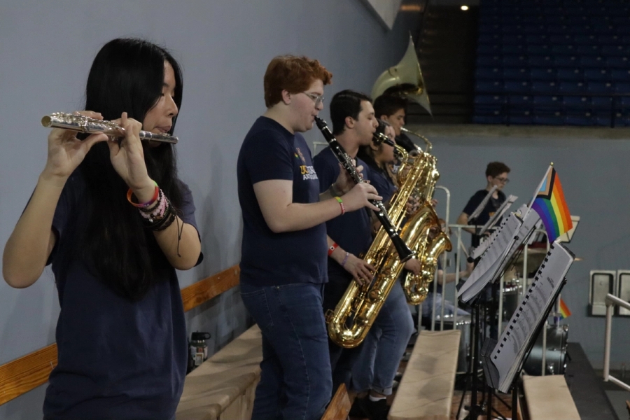 Flute, clarinet, and saxes.