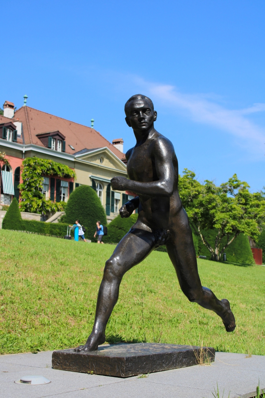 Running man statue.
