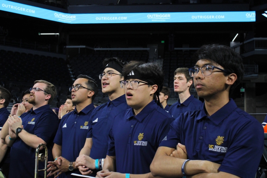 Front row guys watching the game.