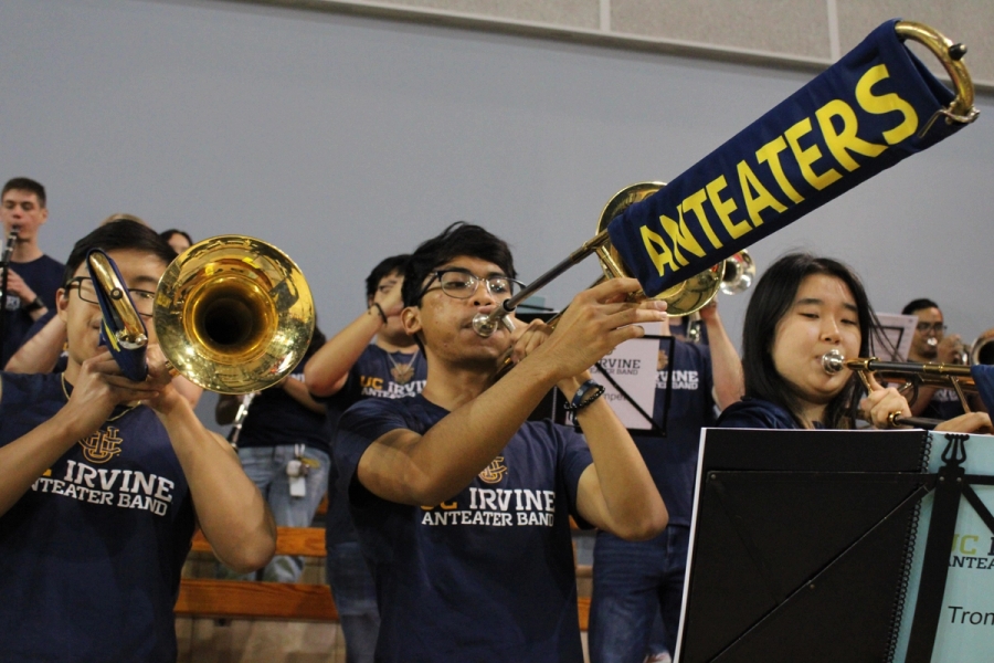 Boy playing the trombone.