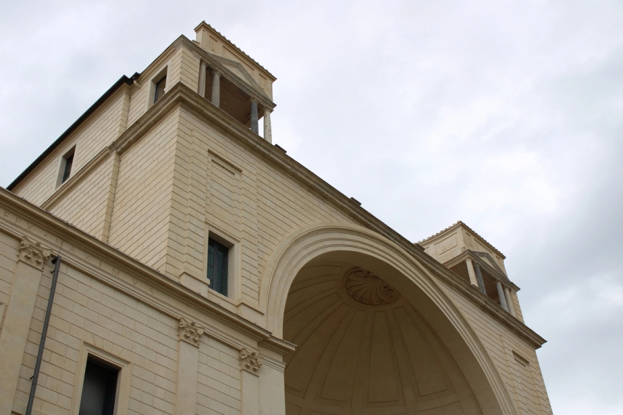 Low POV of archway.