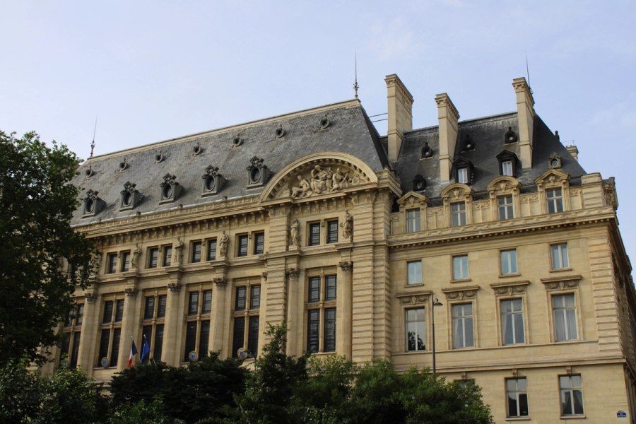 Front view of a government building.