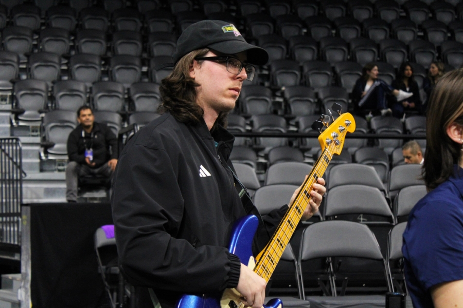 Man playing the bass.