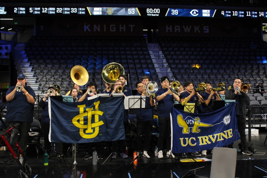 Front POV of whole band playing.
