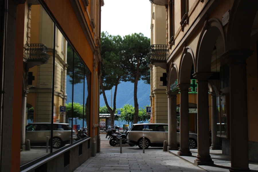 Trees and buildings in the distance.