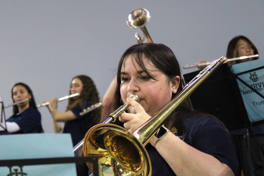 Girl playing the trombone.