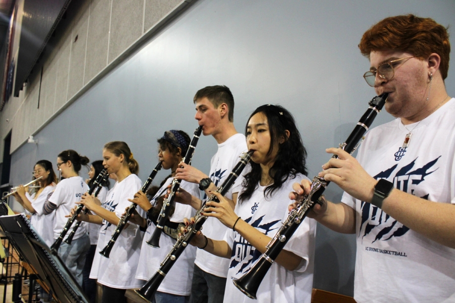 Clarinet row playing.