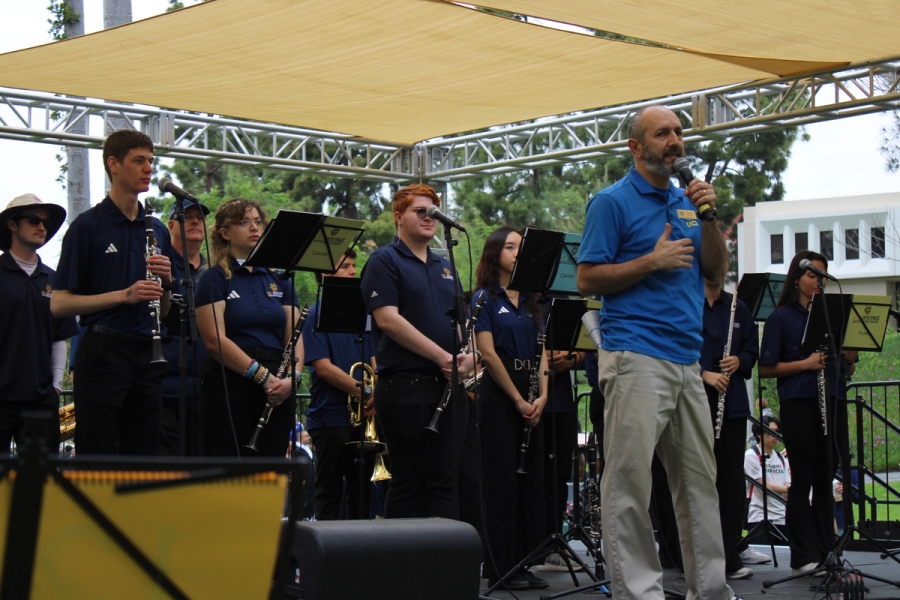 Dean of Students with the band.