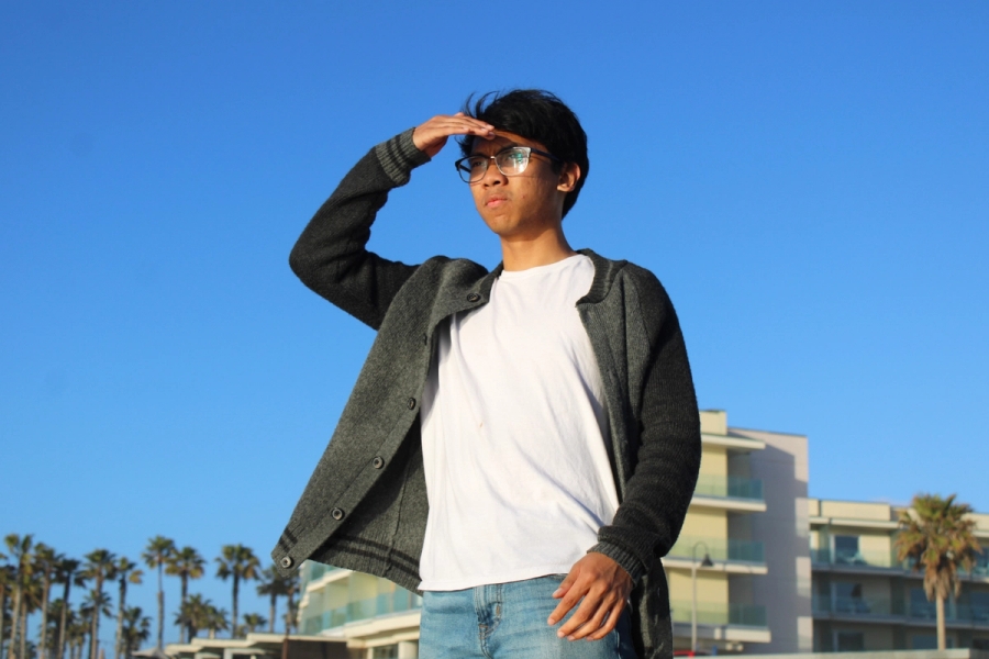 Boy staring into the distance.