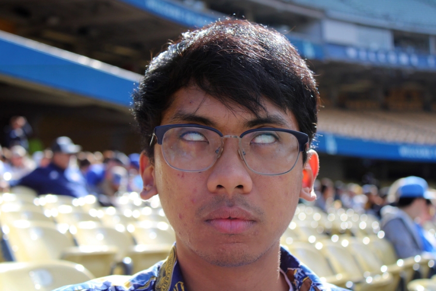 Filipino boy makes his pupils disappear.