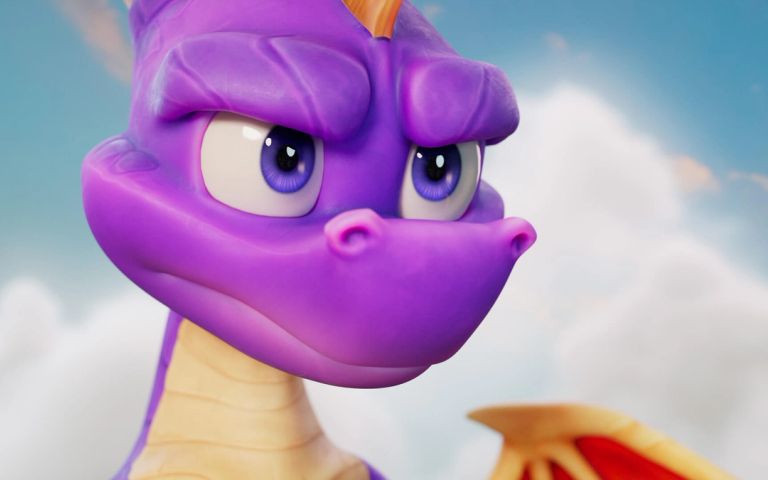 A close-up of Spyro the Dragon