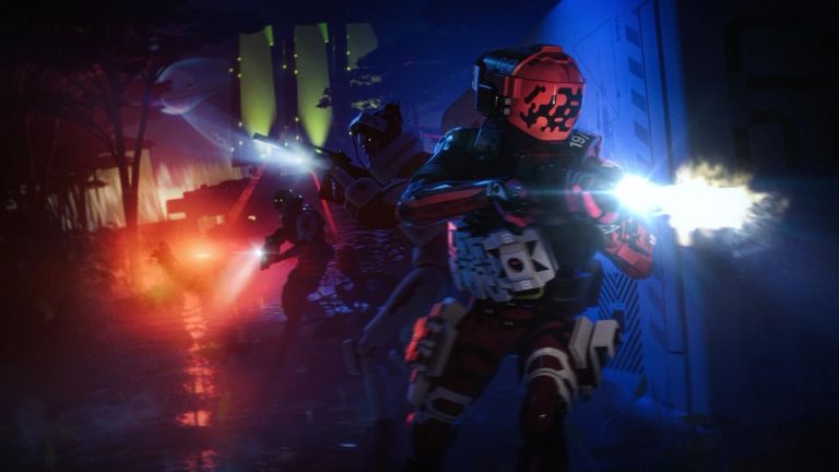 Characters engaged in a gunfight in Marathon