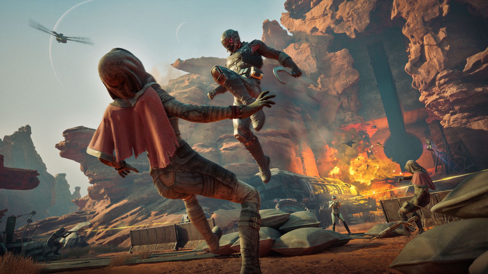 A character leaping to knee another in the face in Dune: Awakening