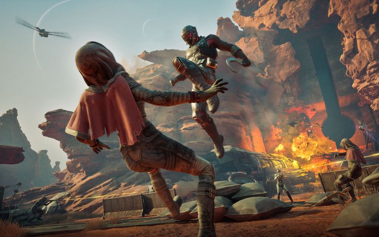 A character leaping to knee another in the face in Dune: Awakening