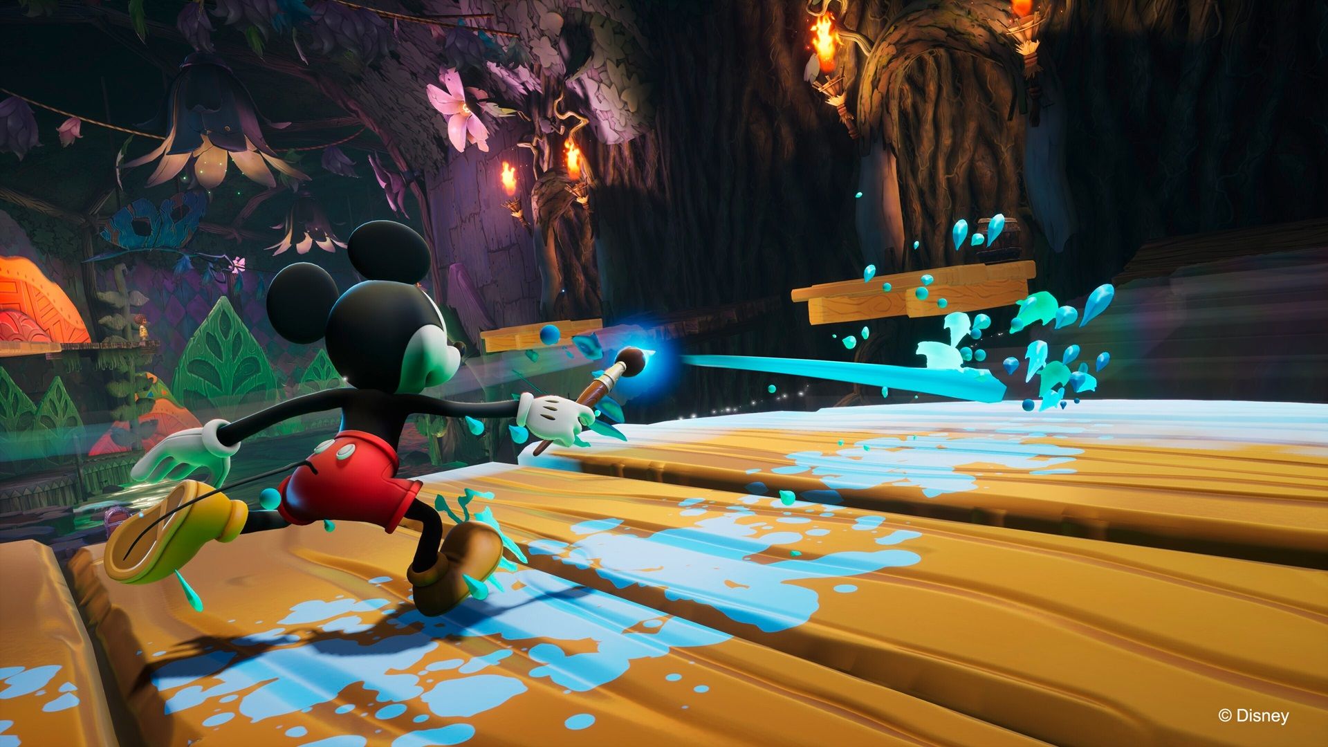 Mickey spraying paint in Epic Mickey: Rebrushed