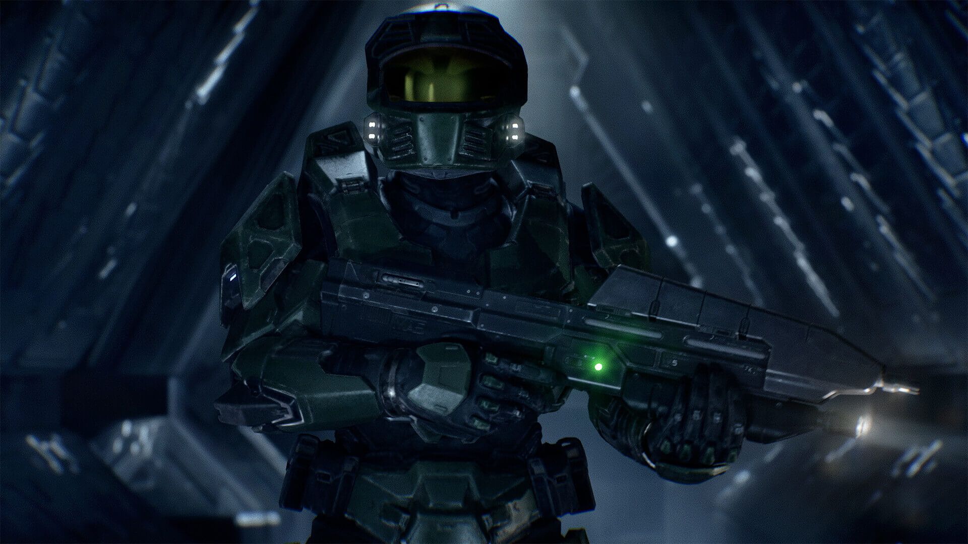 Master Chief running towards the camera in Halo: Campaign Evolved