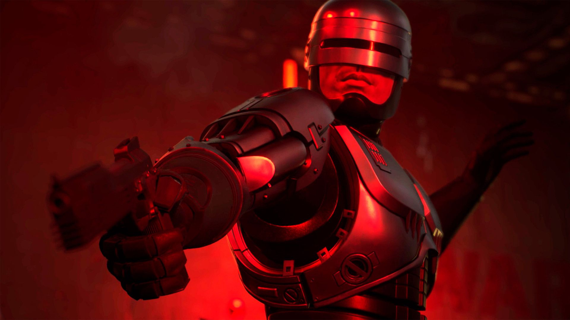 A shot of RoboCop in upcoming game RoboCop: Rogue City - Unfinished Business