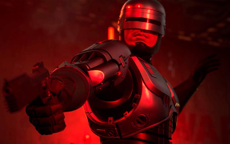 A shot of RoboCop in upcoming game RoboCop: Rogue City - Unfinished Business