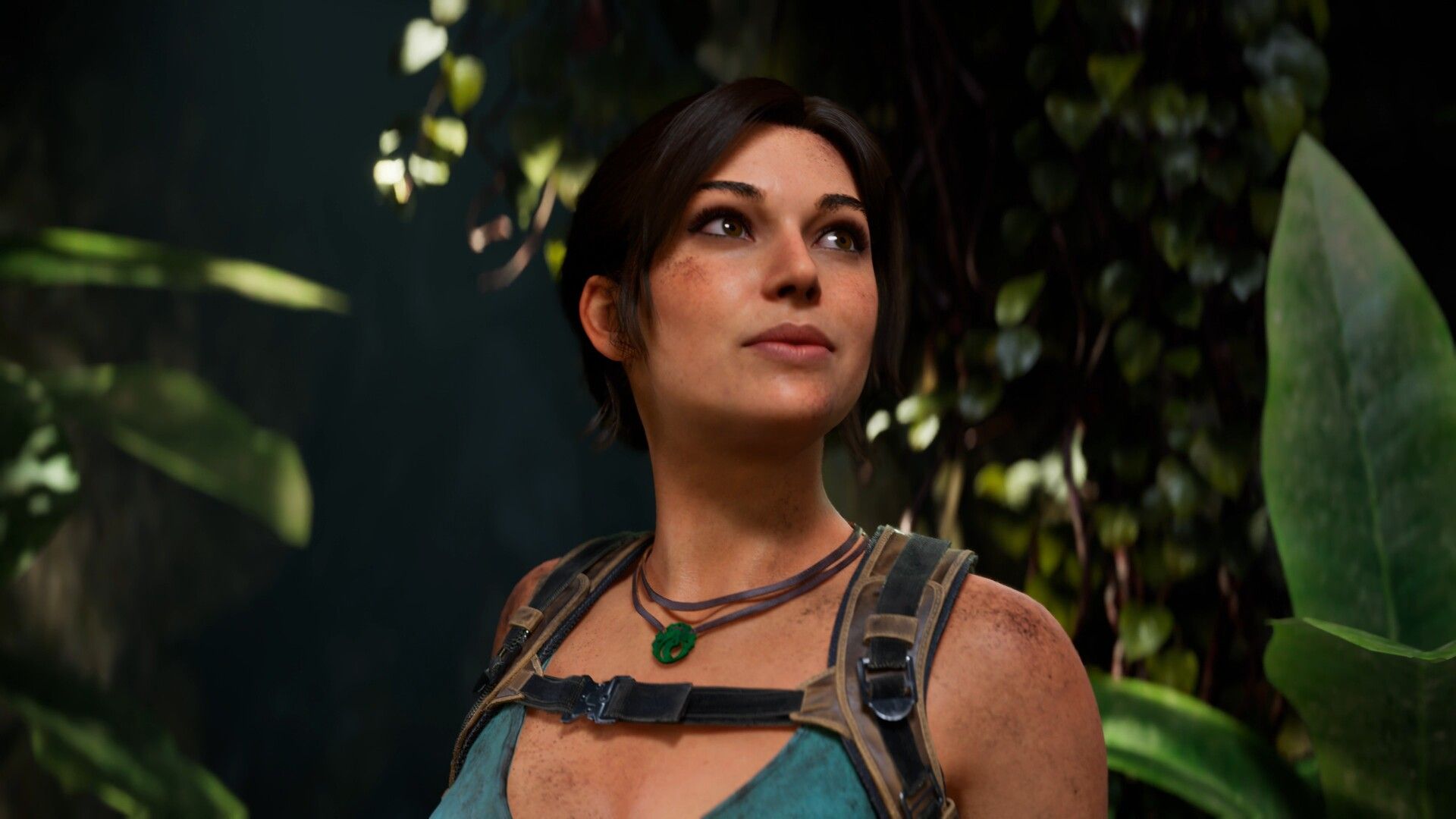 A close-up of Lara Croft's face in Tomb Raider: Legacy of Atlantis