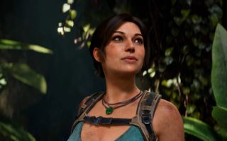 A close-up of Lara Croft's face in Tomb Raider: Legacy of Atlantis