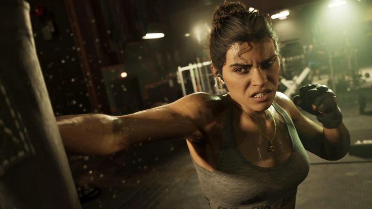 Lucia hitting a punching bag in GTA 6
