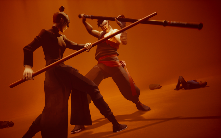 The main character fighting an enemy in Sifu