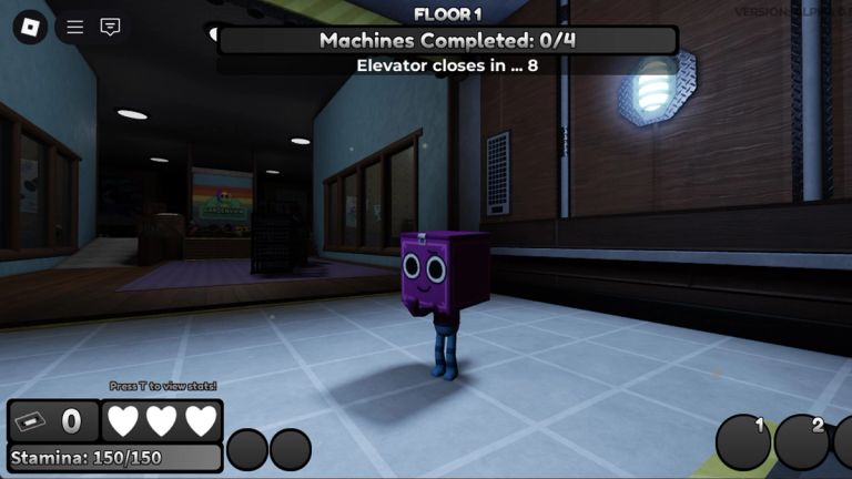 Dandy's World Roblox gameplay showing Boxten inside the Gardenview Center elevator