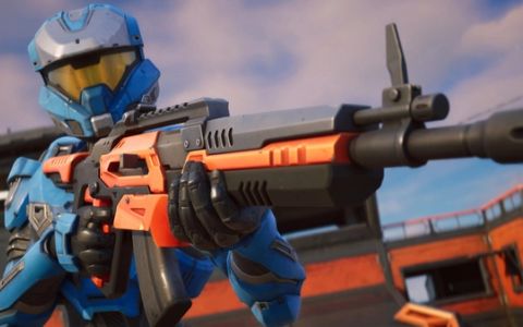 A Spartan-looking character with a rifle in Fortnite