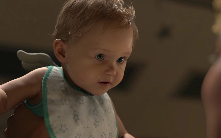 A baby in Death Stranding 2: On the Beach