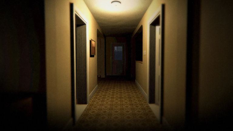 A spooky-looking corridor in Phasmophobia