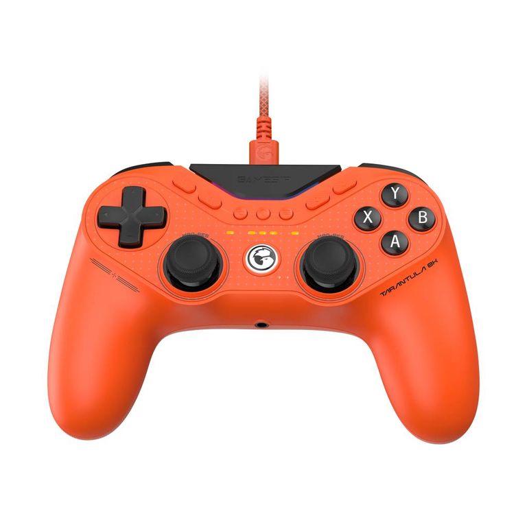 GameSir Tarantula 8K PC controller design — bright orange finish, symmetrical stick layout