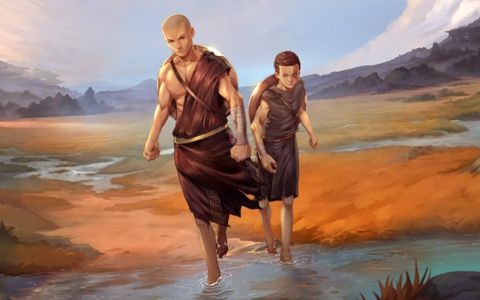Kratos and his friend in artwork for God of War: Sons of Sparta