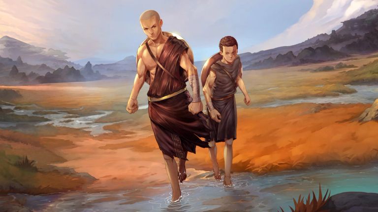 Kratos and his friend in artwork for God of War: Sons of Sparta