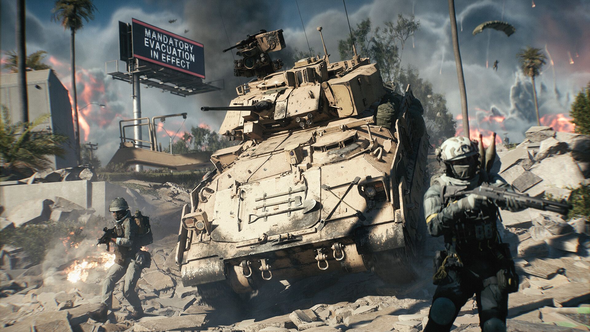 Soldiers and a tank in Battlefield RedSec