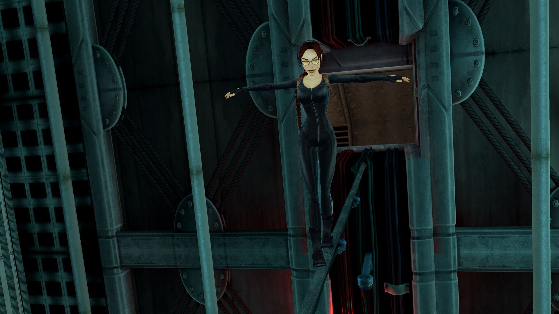Lara balancing on a beam in Tomb Raider 4-6 Remastered