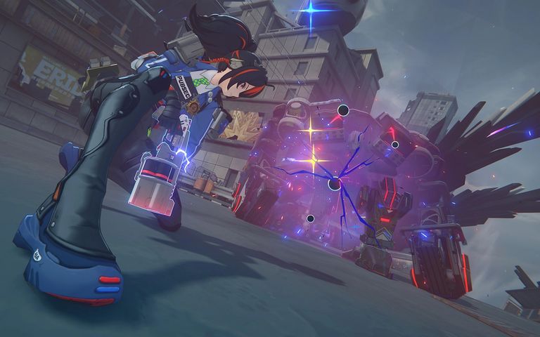 A character attacking an enemy in the HoYoverse game Zenless Zone Zero