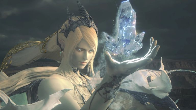 Shiva creating ice in her hand in Final Fantasy XVI