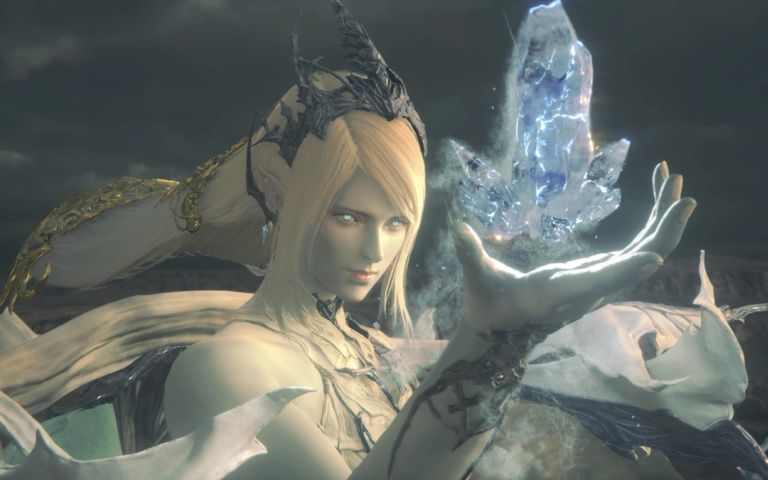 Shiva creating ice in her hand in Final Fantasy XVI