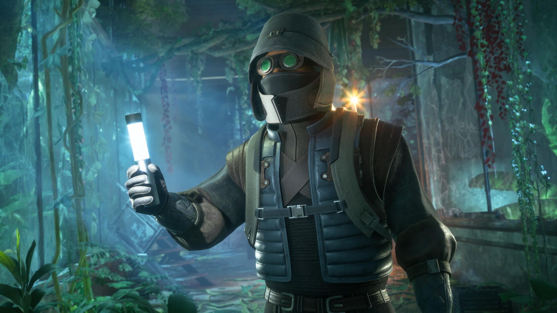 A character holding a glowstick in Dune: Awakening