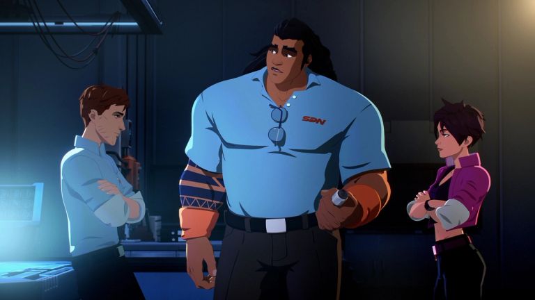 Three characters in civilian clothes in Dispatch