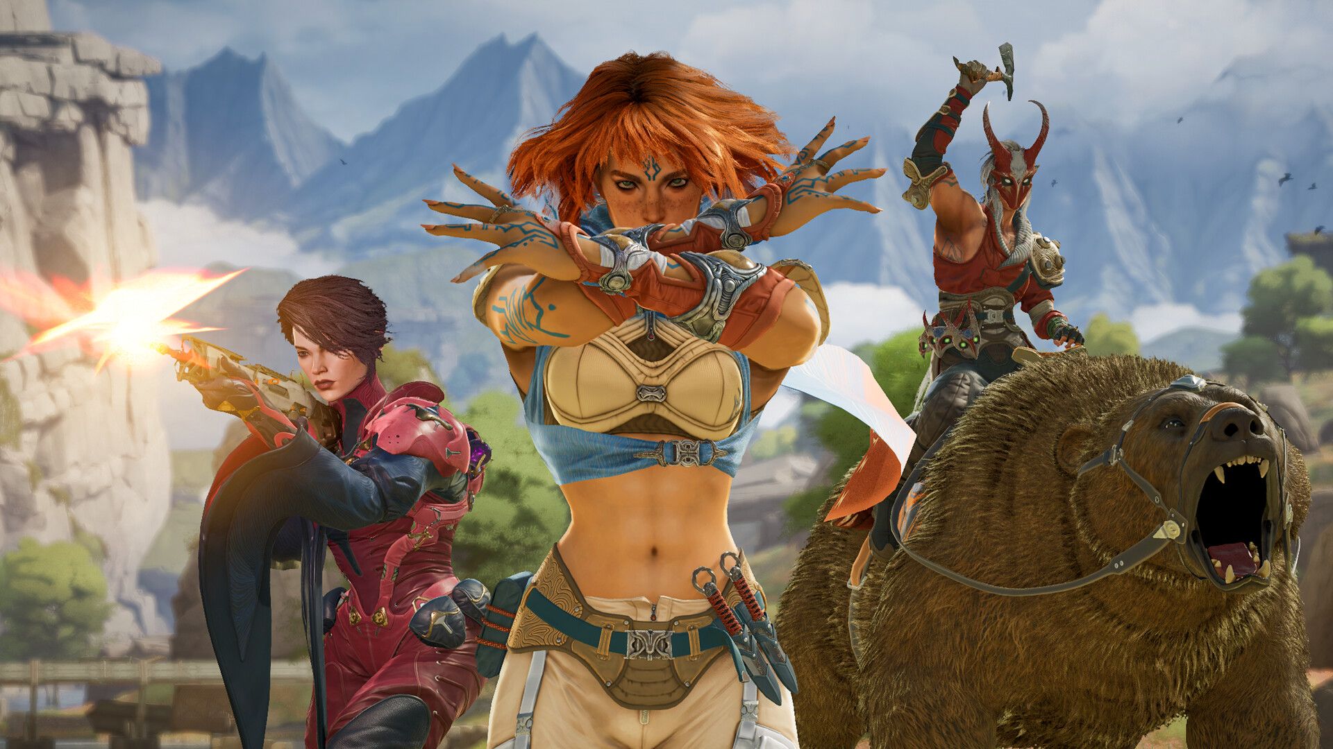 Three characters in the first-person shooter Highguard