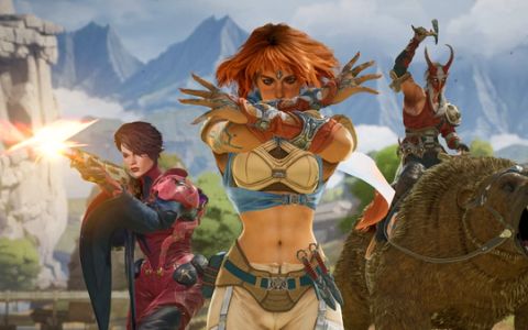 Three characters in combat poses in Highguard