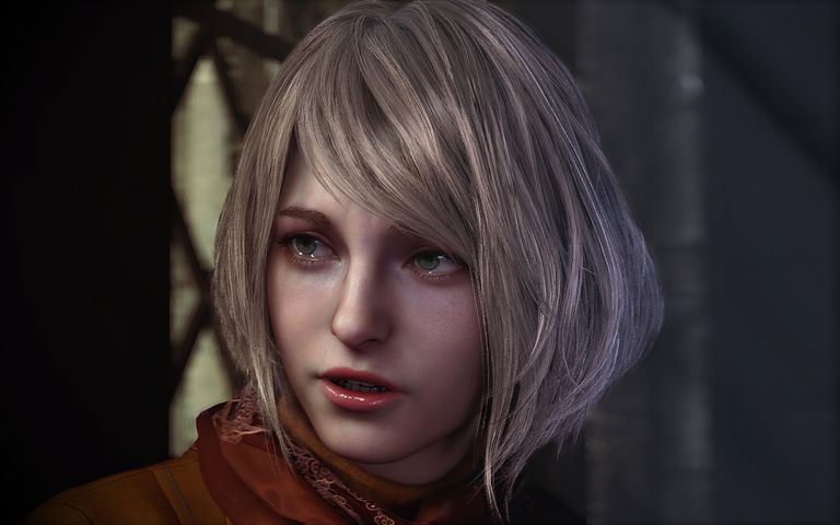 A close-up of Ashley's face in Resident Evil 4