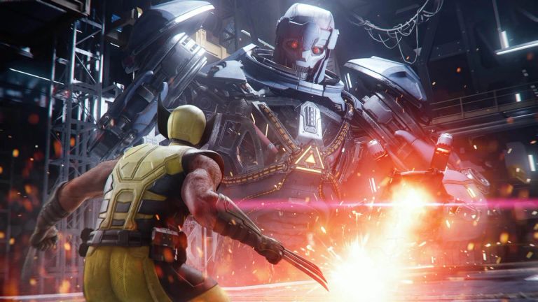 Wolverine confronting a Sentinel in Marvel's Wolverine