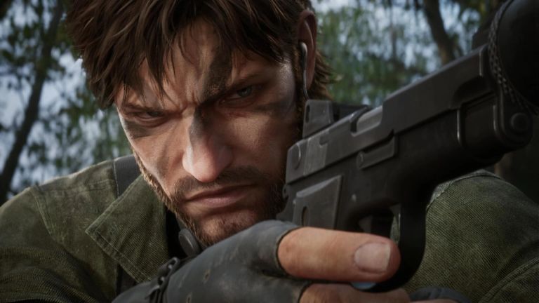 Snake aiming his gun in Metal Gear Solid Delta: Snake Eater