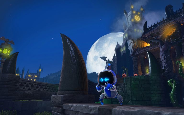 Astro looking scared in Astro Bot