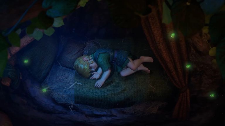 Link lying on his bed in the Zelda: Ocarina of Time remake trailer